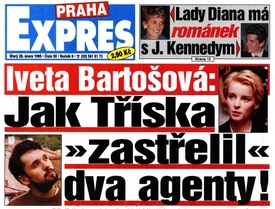 Titulní strana bulvárního deníku Expres z roku 1995. Již tehdy se dobře prodávala Iveta Bartošová na titulní stránce.