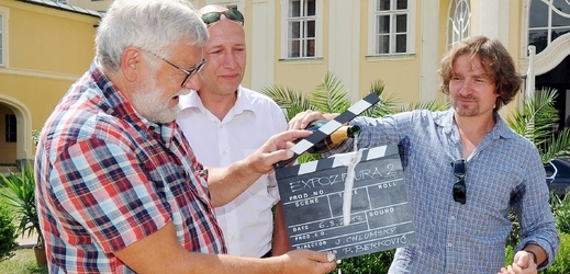 Janek Kroupa a Josef Klíma při zahájení natáčení druhé řady Expozitury.