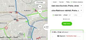Vyhledání spojení pomocí nové dopravní mapy.