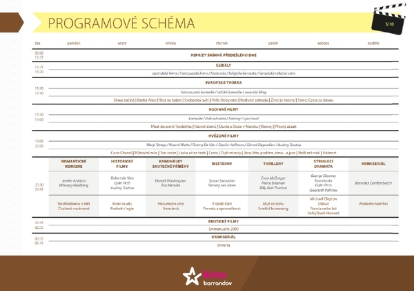 Programové schéma Kino Barrandov.