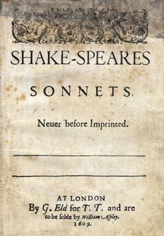 Vydání Shakespearových sonetů z roku 1609, celých sedm let před autorovou smrtí.